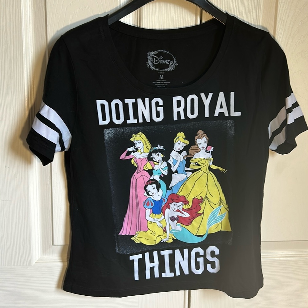 Disney Princess Womens Size M Black Cotton Blend jersey style Tee shirt